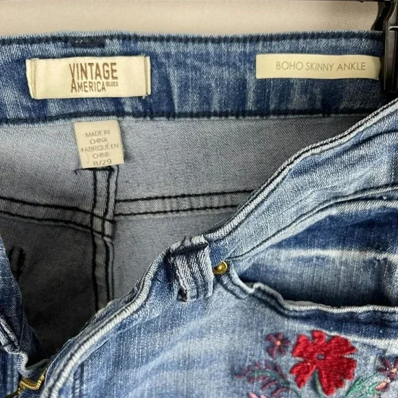 Vintage America Women Skinny Ankle Denim Jeans Size 8/29 - Picture 3 of 9